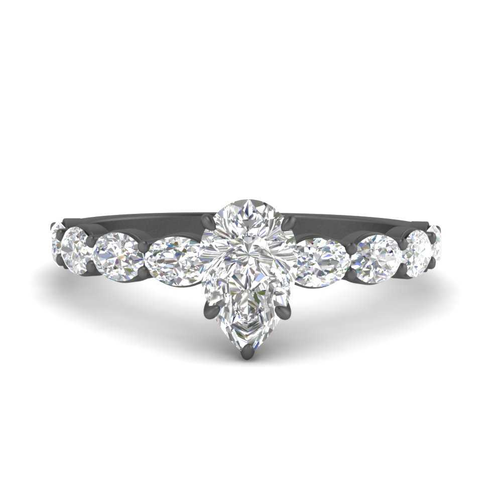 Oval Accented Pear Shaped Engagement Ring