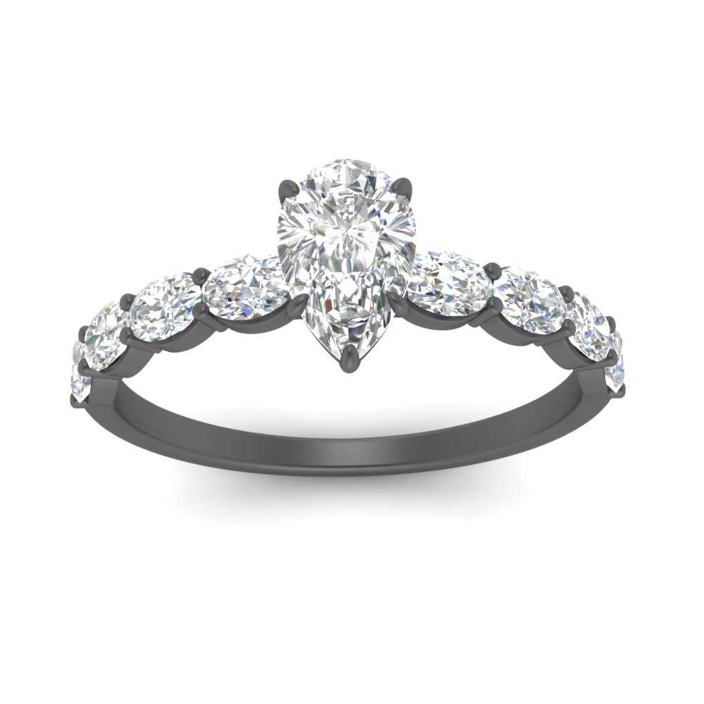 Oval Accented Pear Shaped Engagement Ring