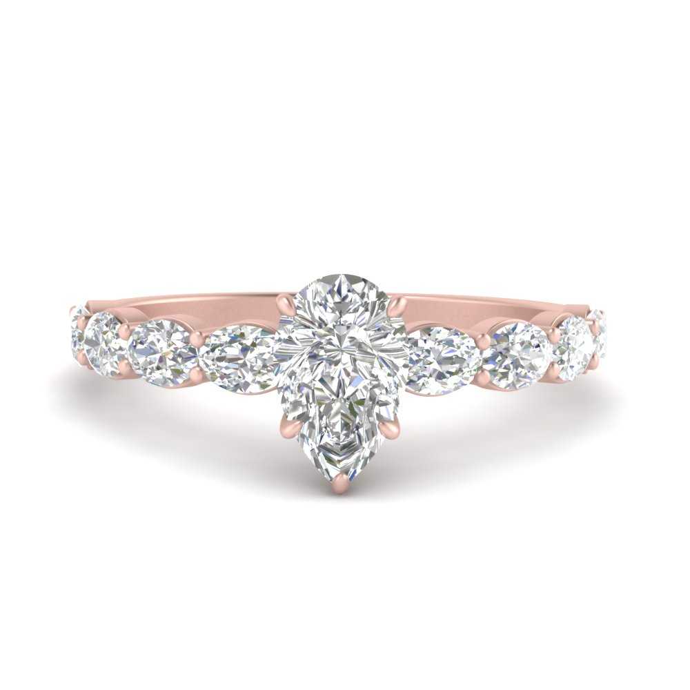 Oval Accented Pear Shaped Engagement Ring