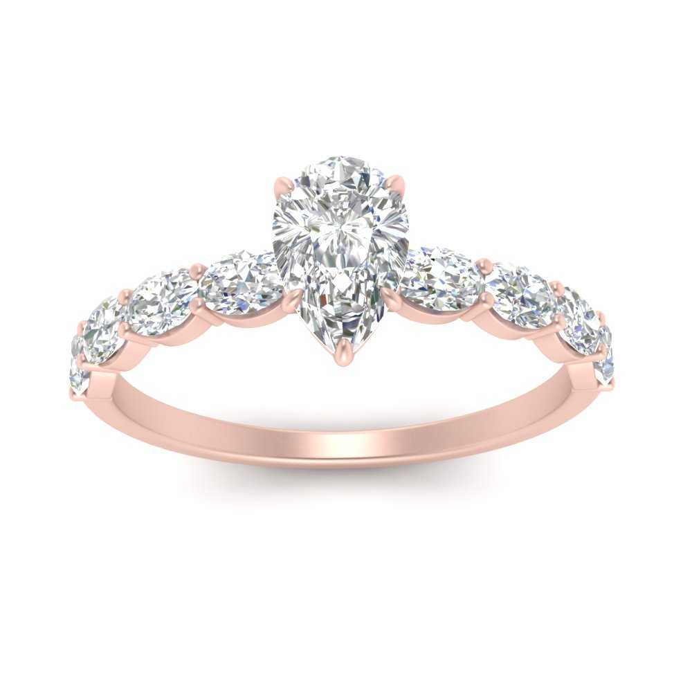 Oval Accented Pear Shaped Engagement Ring