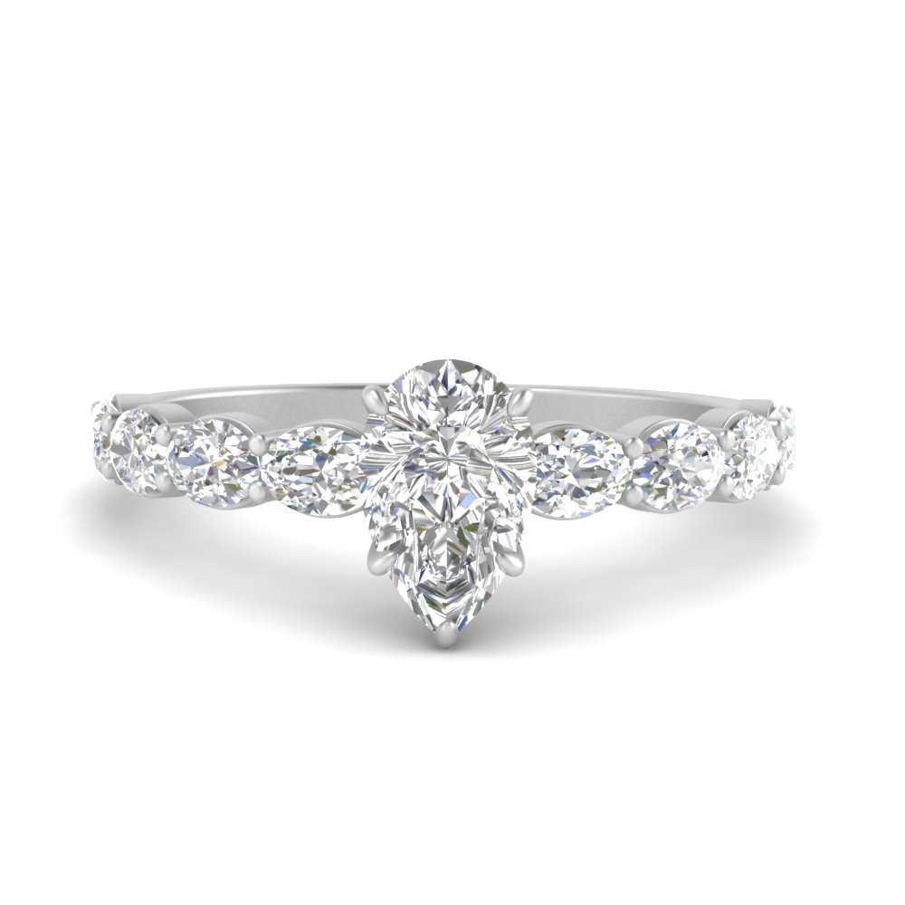 Oval Accented Pear Shaped Engagement Ring
