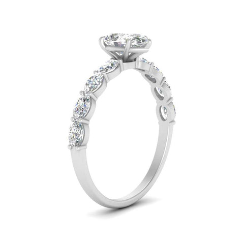 Oval Accented Pear Shaped Engagement Ring