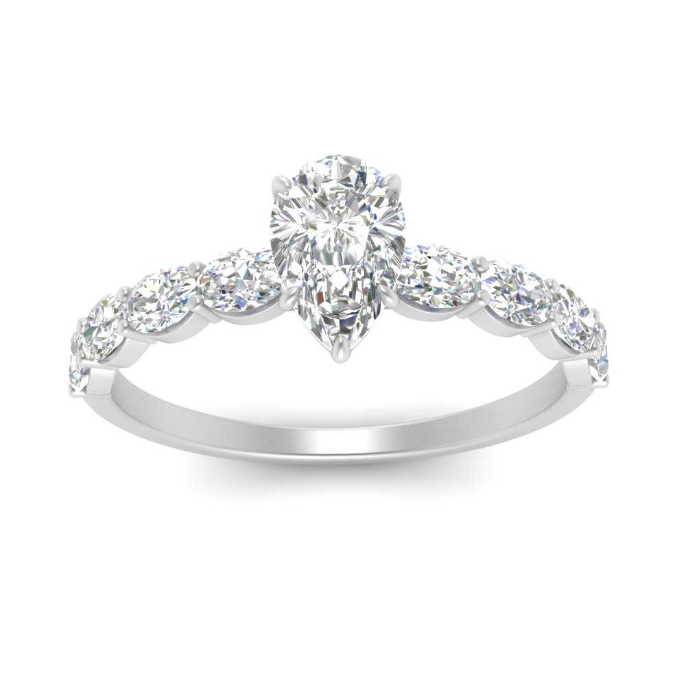 Oval Accented Pear Shaped Engagement Ring