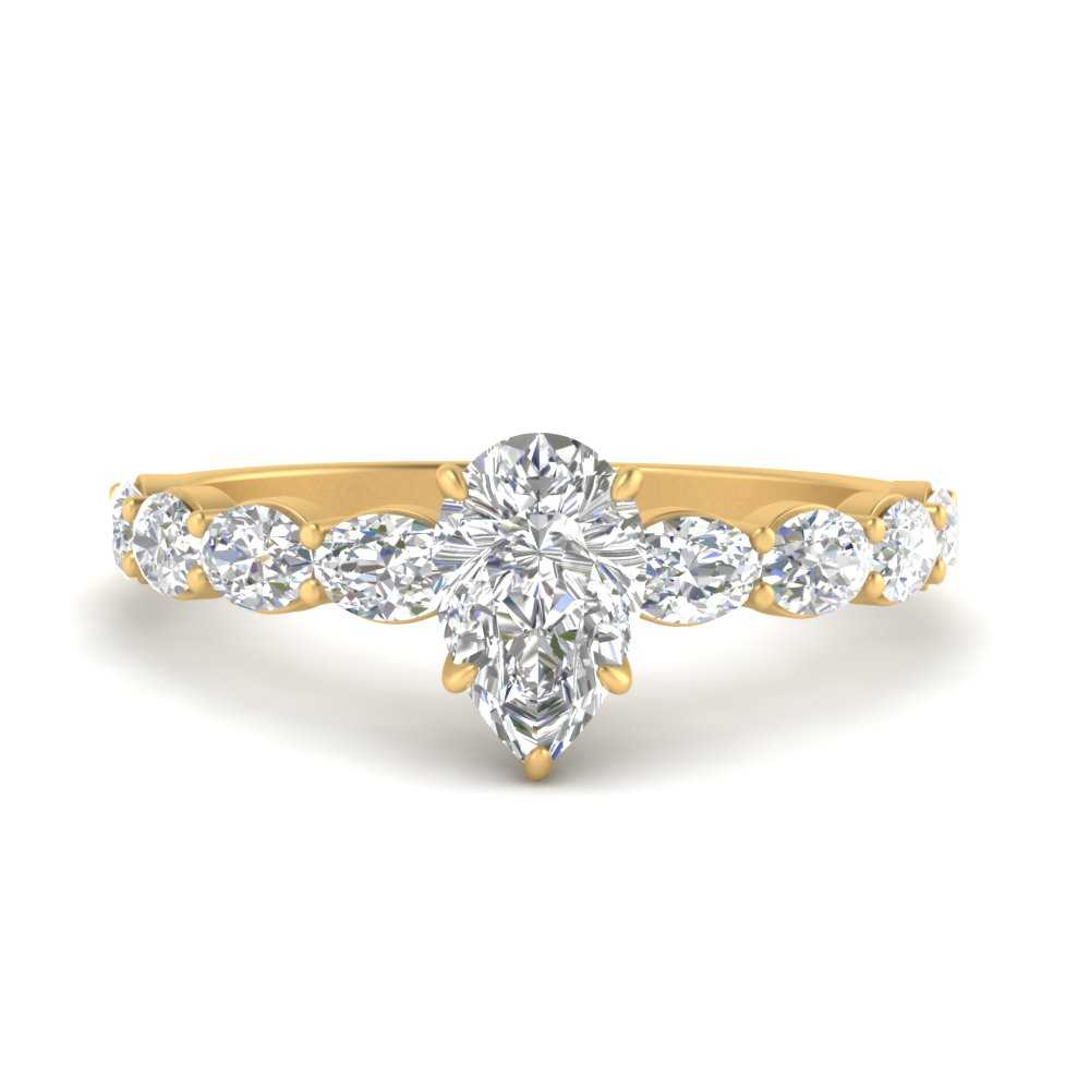 Oval Accented Pear Shaped Engagement Ring