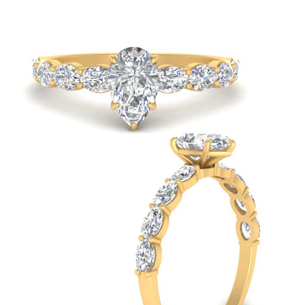 Oval Accented Pear Shaped Engagement Ring