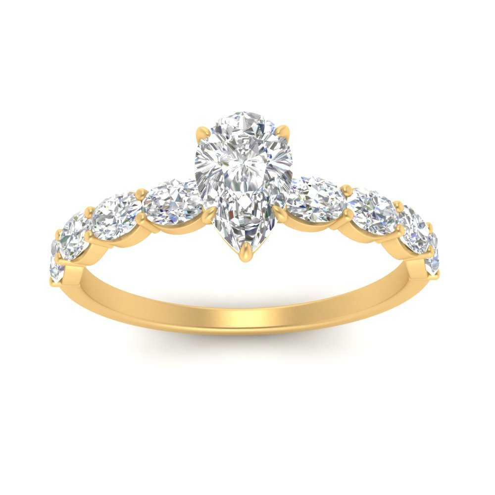 Oval Accented Pear Shaped Engagement Ring