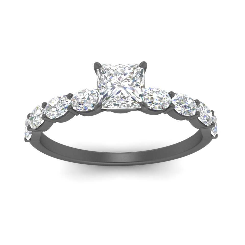 Oval Accented Princess Cut Engagement Ring