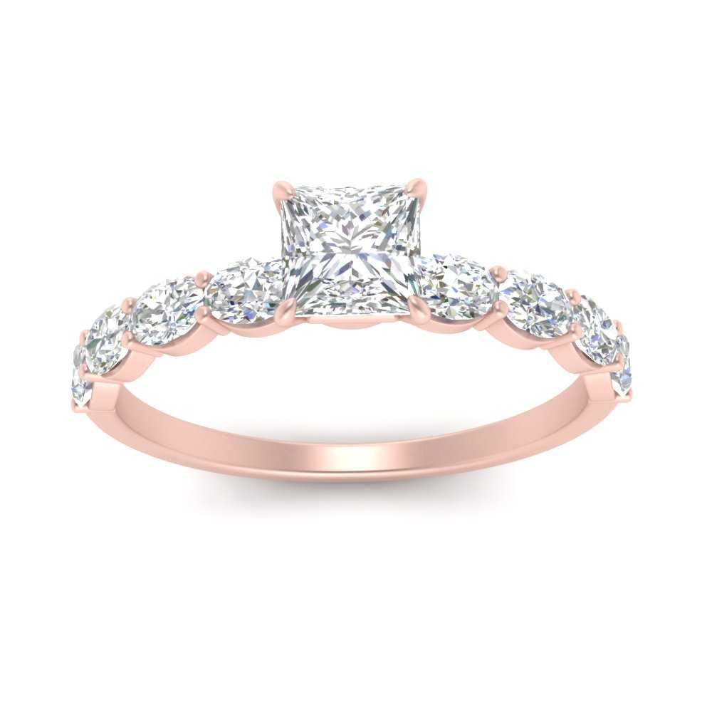 Oval Accented Princess Cut Engagement Ring