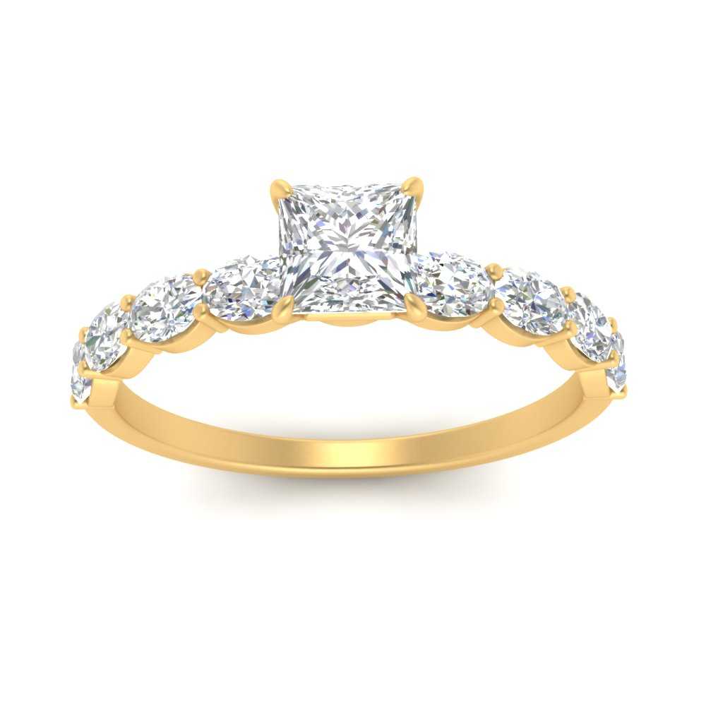 Oval Accented Princess Cut Engagement Ring