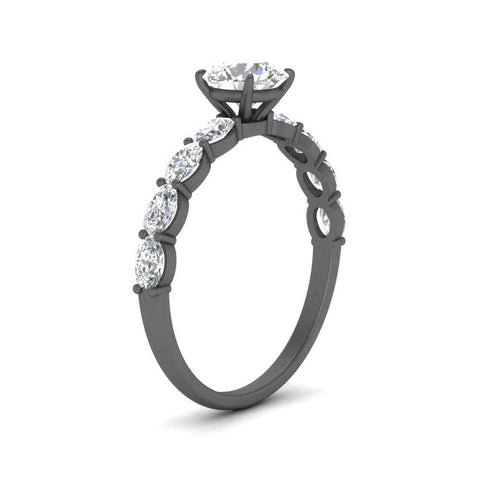 Oval Accented Round Cut Engagement Ring