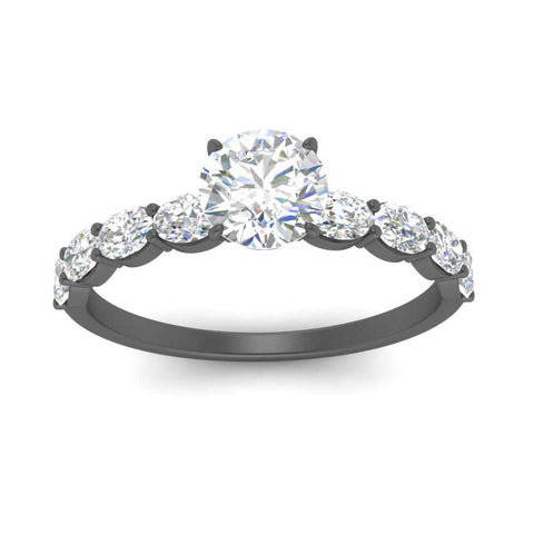 Oval Accented Round Cut Engagement Ring