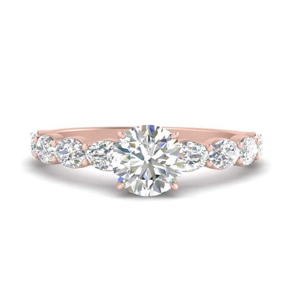 Oval Accented Round Cut Engagement Ring