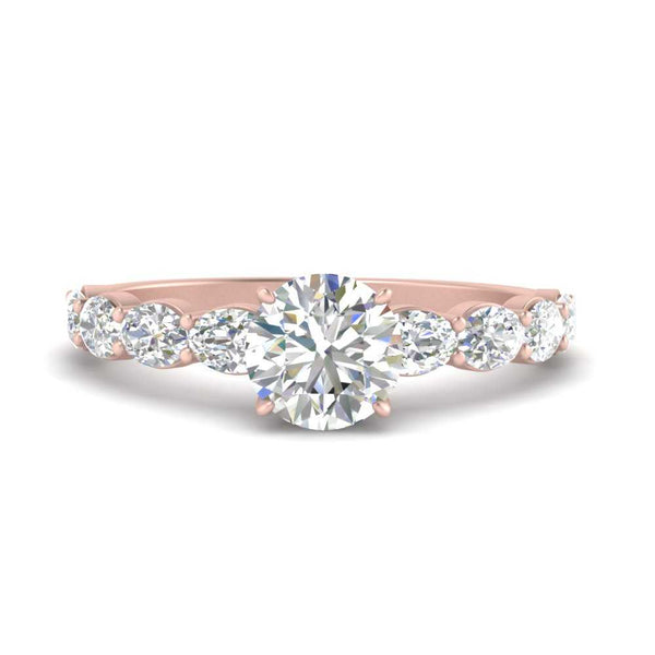Oval Accented Round Cut Engagement Ring