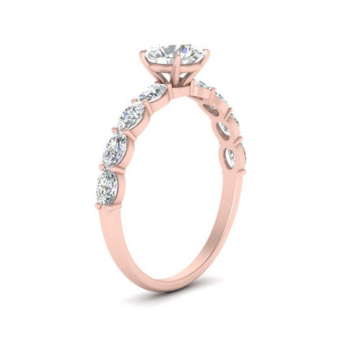 Oval Accented Round Cut Engagement Ring
