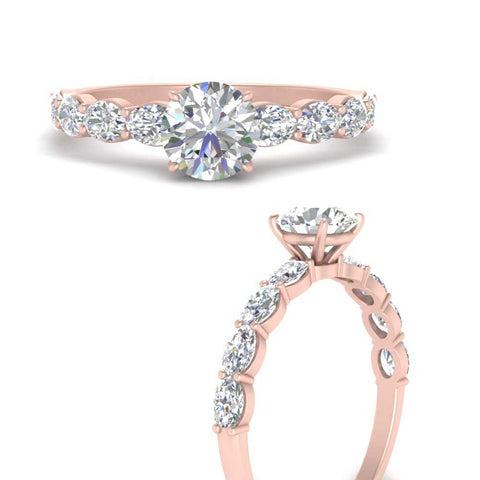 Oval Accented Round Cut Engagement Ring