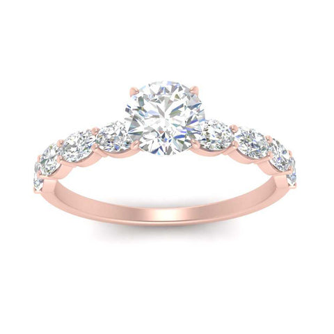 Oval Accented Round Cut Engagement Ring