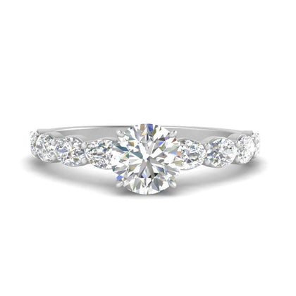 Oval Accented Round Cut Engagement Ring