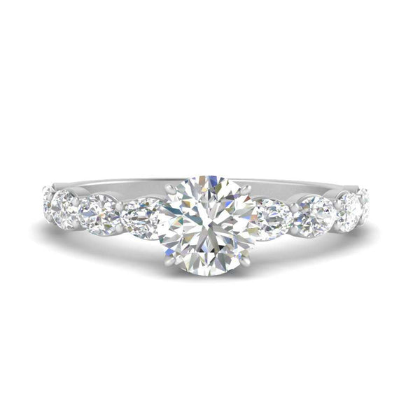 Oval Accented Round Cut Engagement Ring