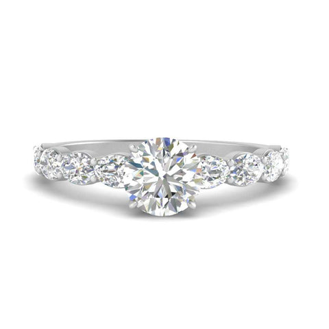 Oval Accented Round Cut Engagement Ring