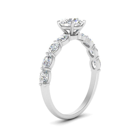 Oval Accented Round Cut Engagement Ring