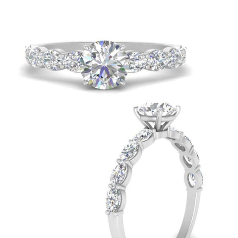 Oval Accented Round Cut Engagement Ring