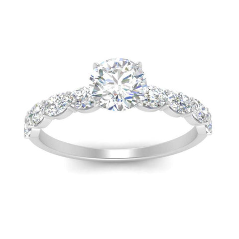 Oval Accented Round Cut Engagement Ring