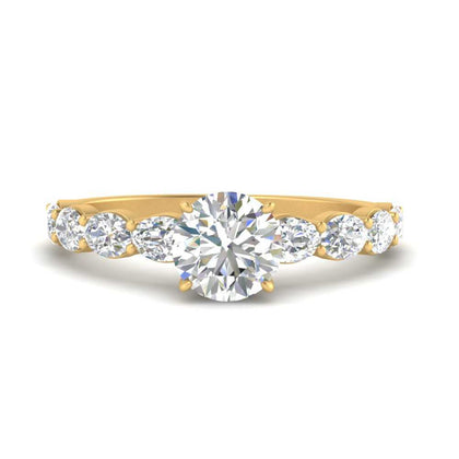 Oval Accented Round Cut Engagement Ring