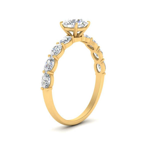 Oval Accented Round Cut Engagement Ring