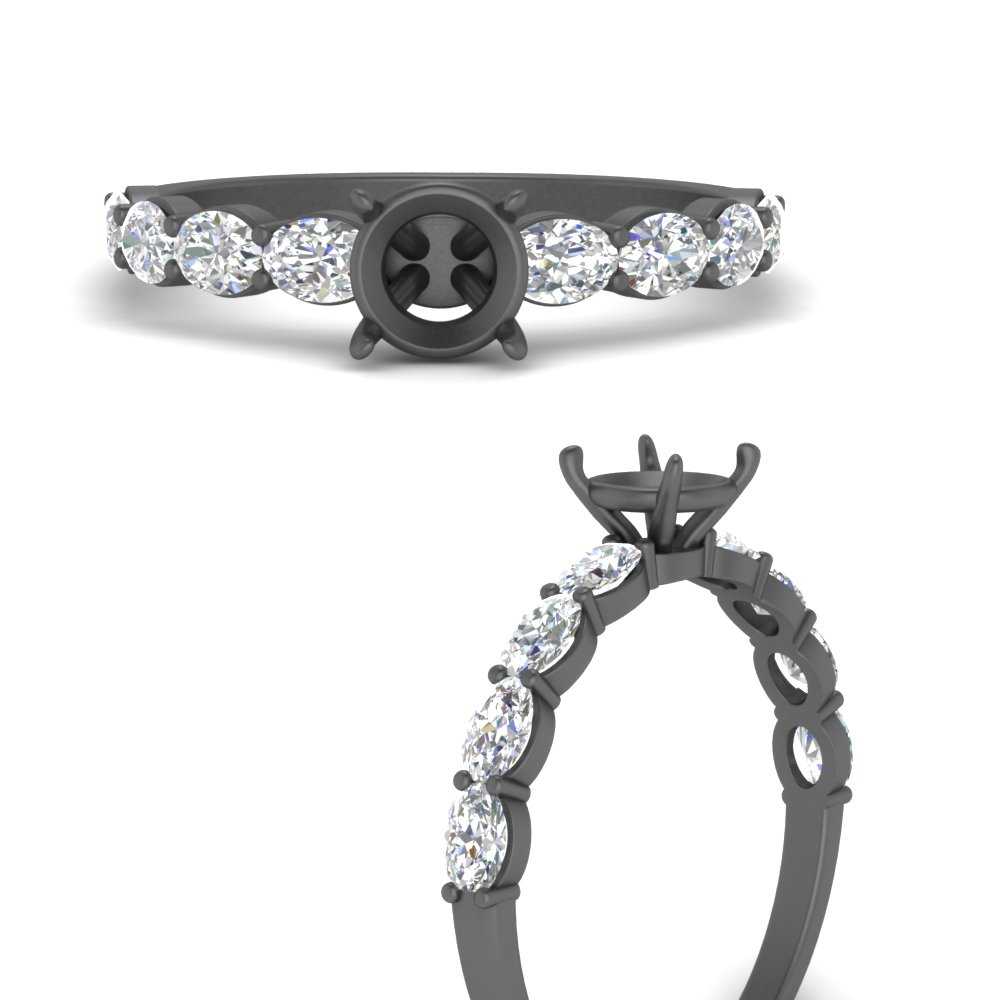 Semi Mount Oval Accented Engagement Ring