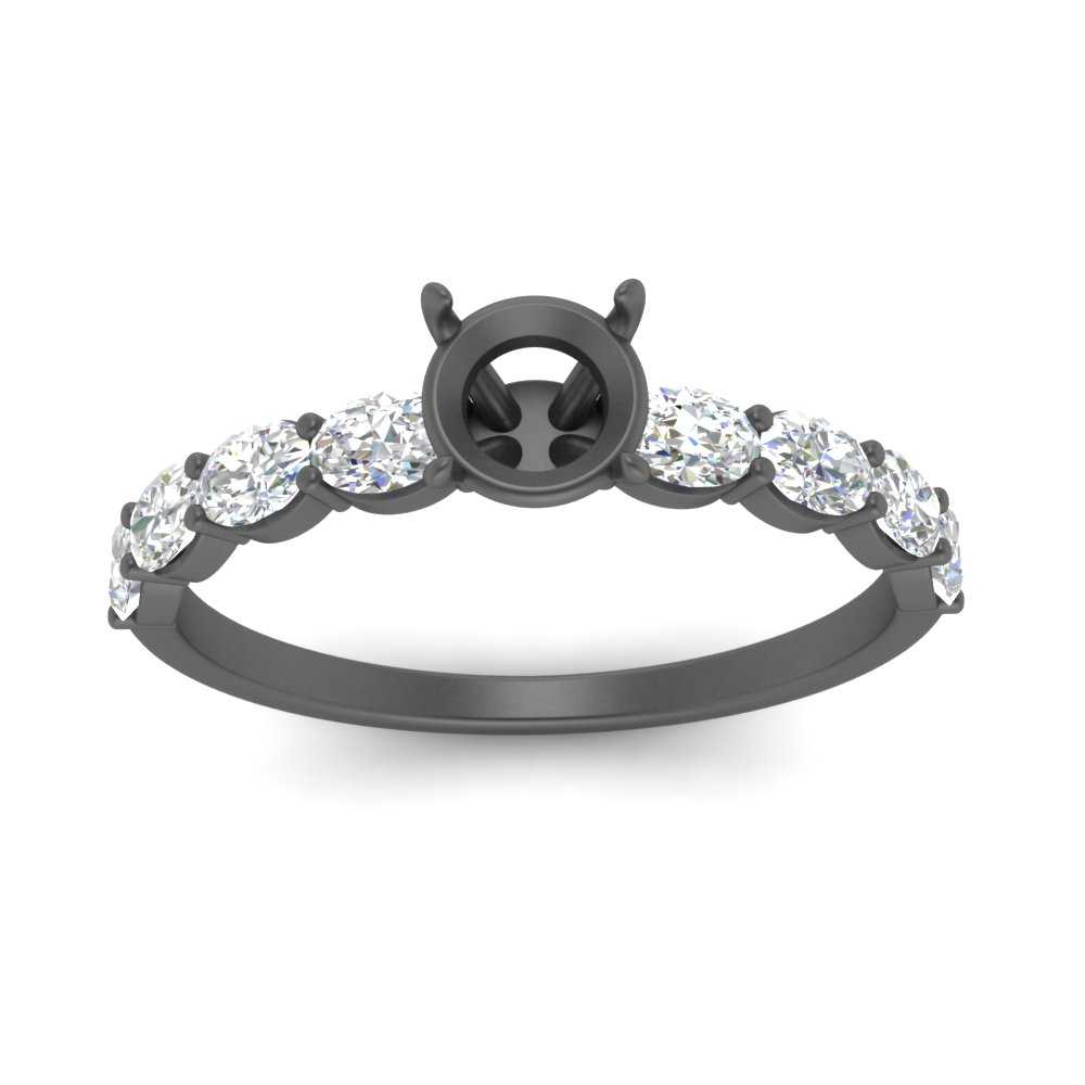 Semi Mount Oval Accented Engagement Ring