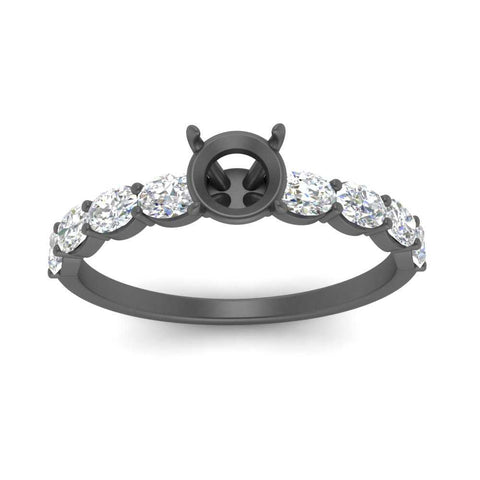 Semi Mount Oval Accented Engagement Ring