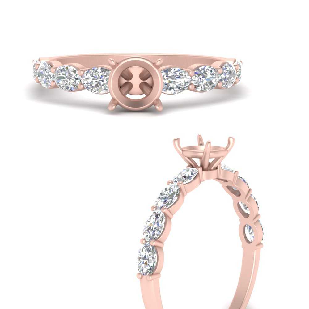 Semi Mount Oval Accented Engagement Ring