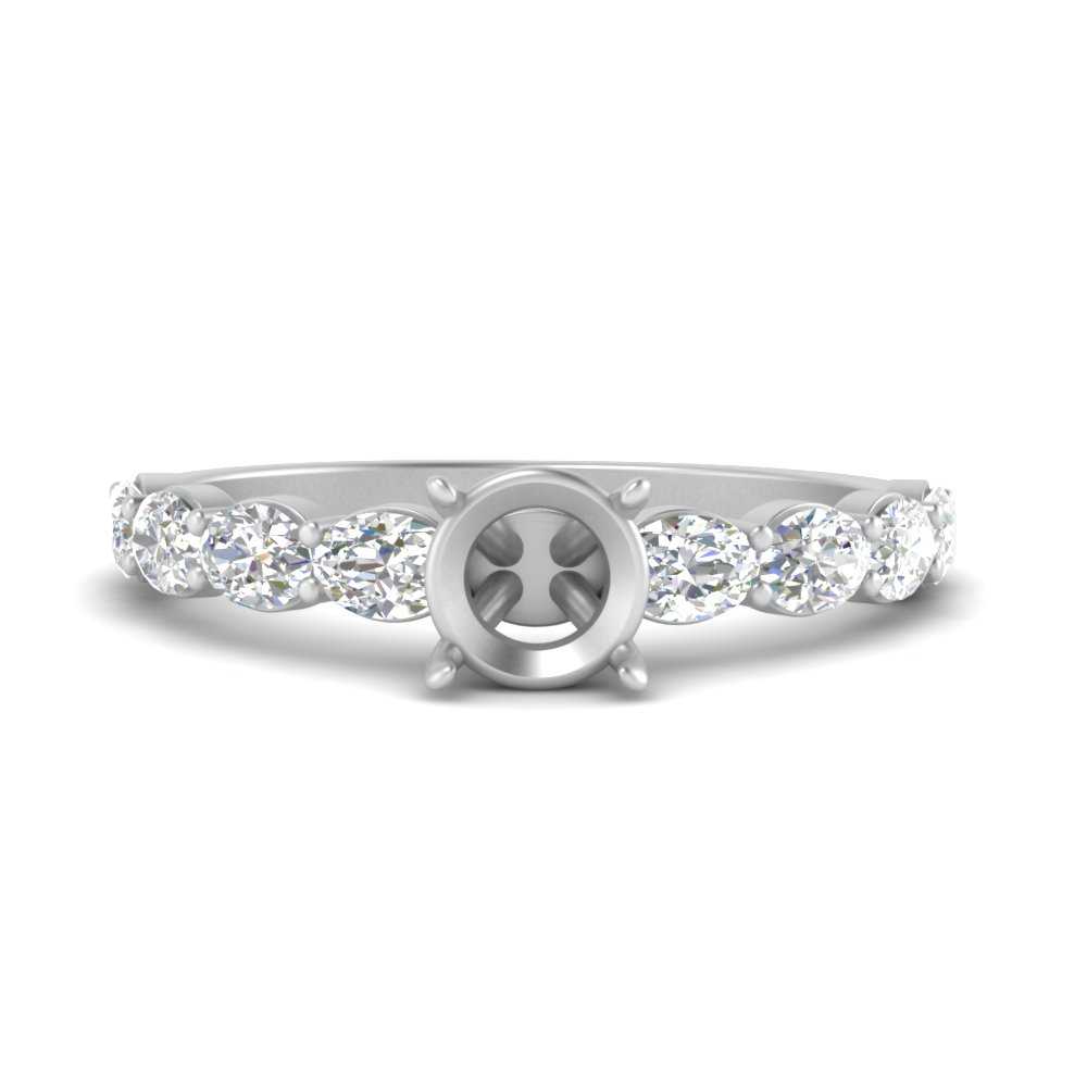 Semi Mount Oval Accented Engagement Ring
