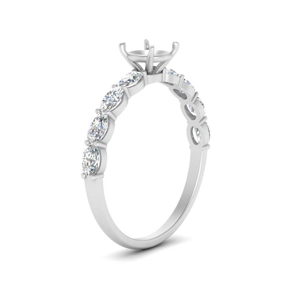 Semi Mount Oval Accented Engagement Ring