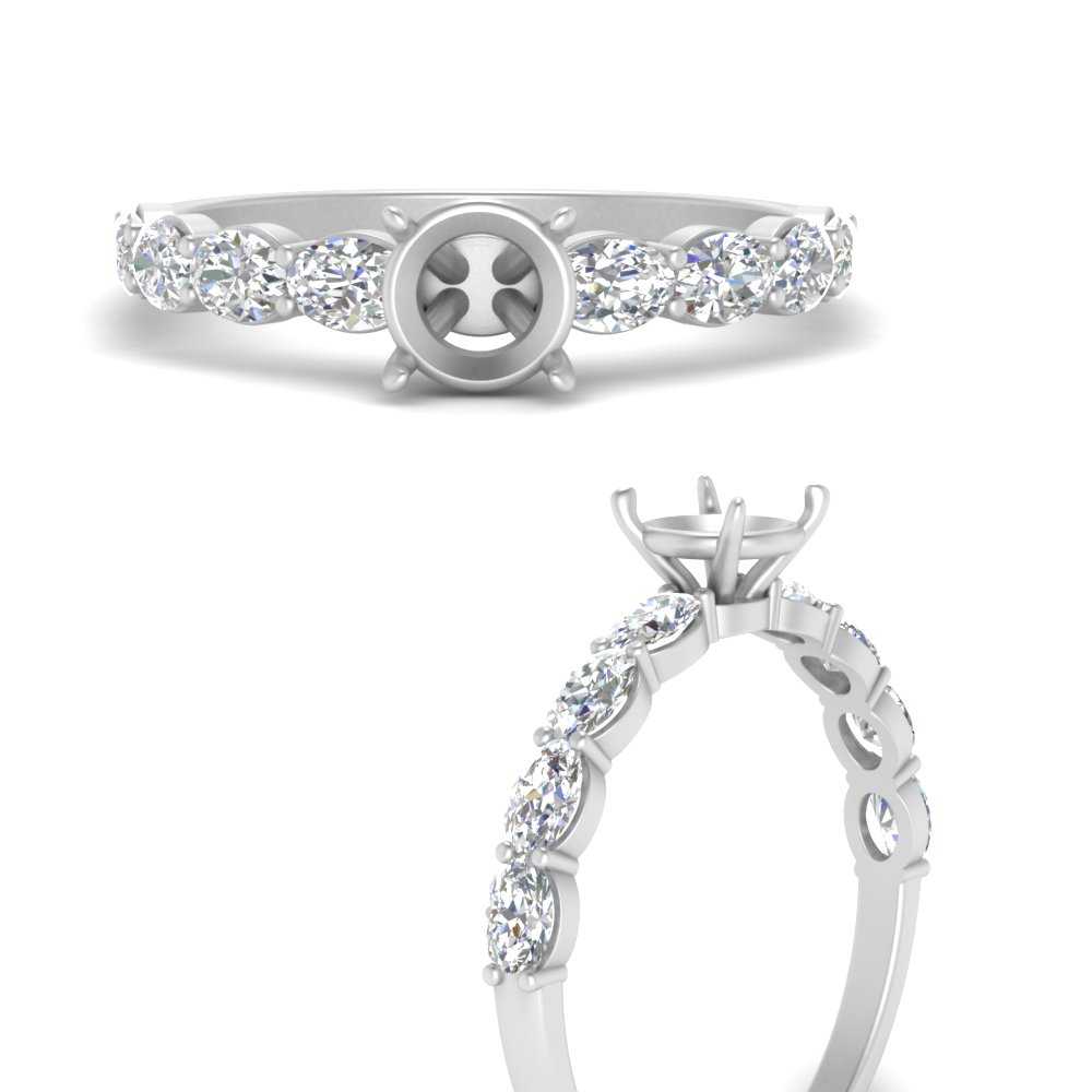 Semi Mount Oval Accented Engagement Ring