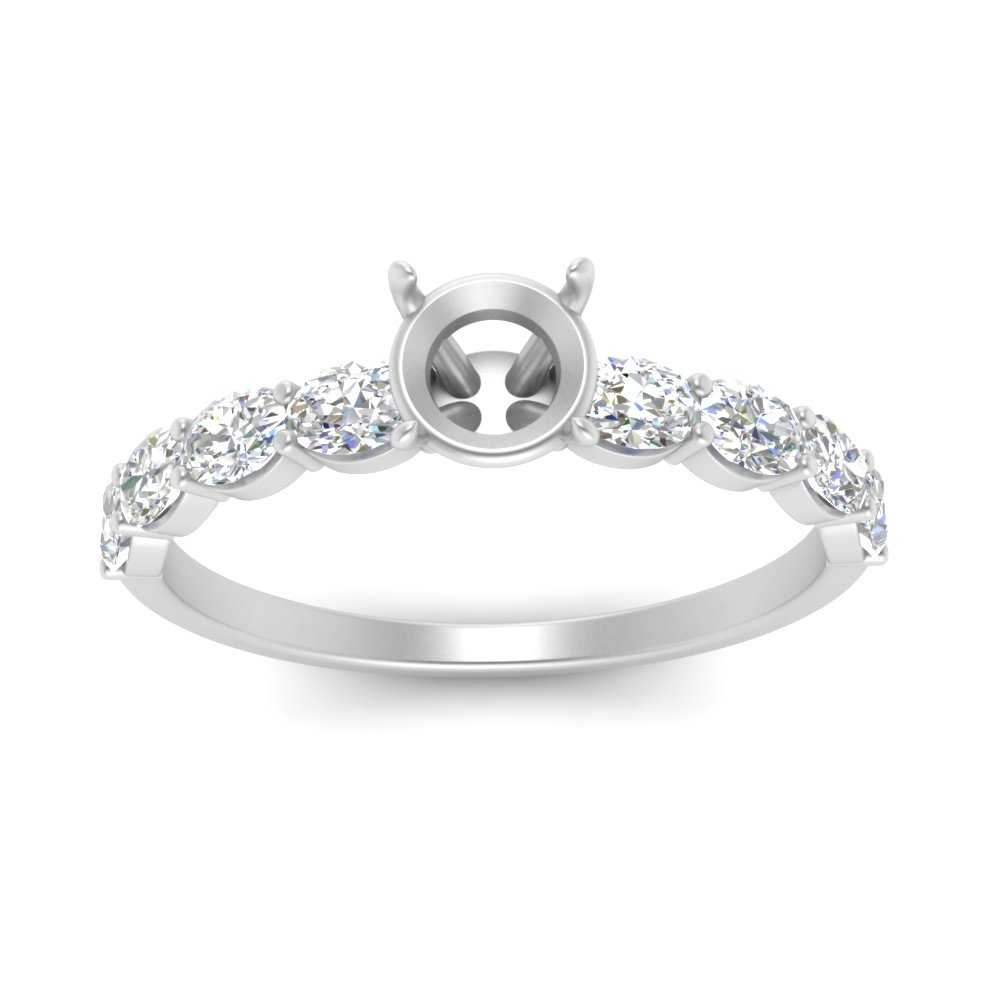 Semi Mount Oval Accented Engagement Ring