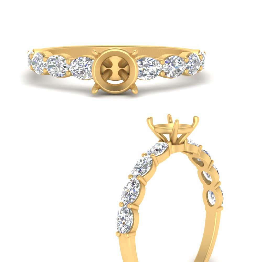 Semi Mount Oval Accented Engagement Ring