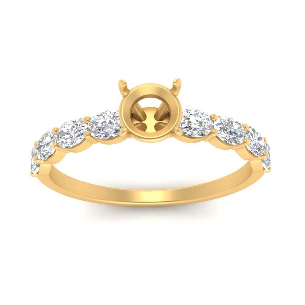 Semi Mount Oval Accented Engagement Ring