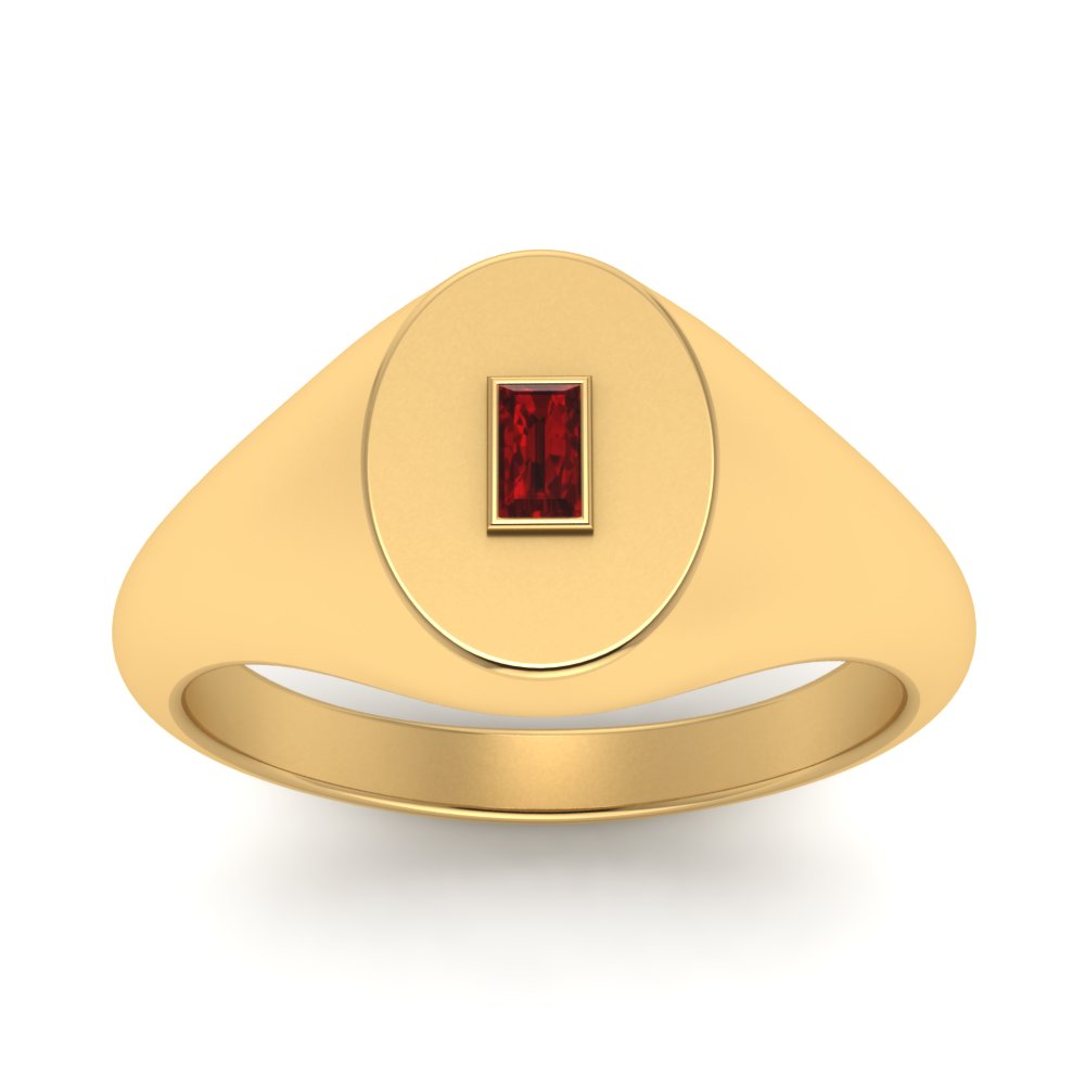 Gold Baguette Signet Ring