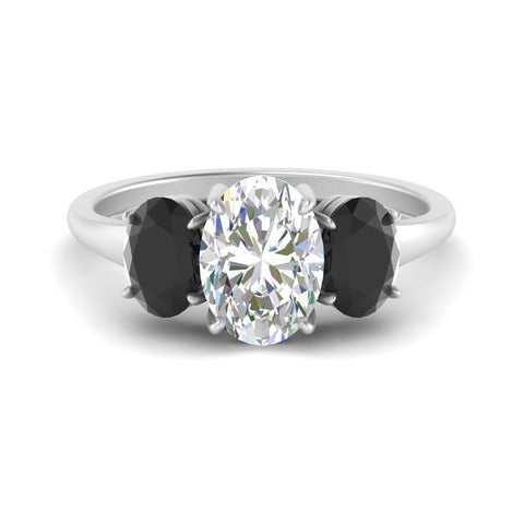Three Stone Oval Basket Lab Grown Ring