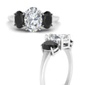 Thumbnail 83 - Three Stone Oval Basket Lab Grown Ring