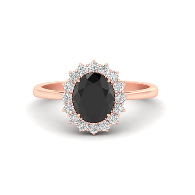 Oval Gemstone Halo Cathedral Ring