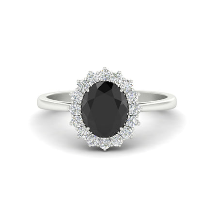Oval Gemstone Halo Diamond Engagement Ring