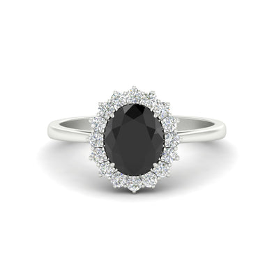 Oval Gemstone Halo Cathedral Ring