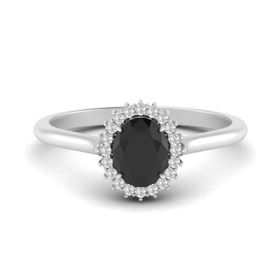 Oval Gemstone Halo Cathedral Ring