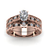 Load image into Gallery viewer, oval-cut-antique-filigree-wedding-ring-set-with-black-diamond-in-rose-gold-FDENS3543OVGBLACKANGLE5-NL-RG