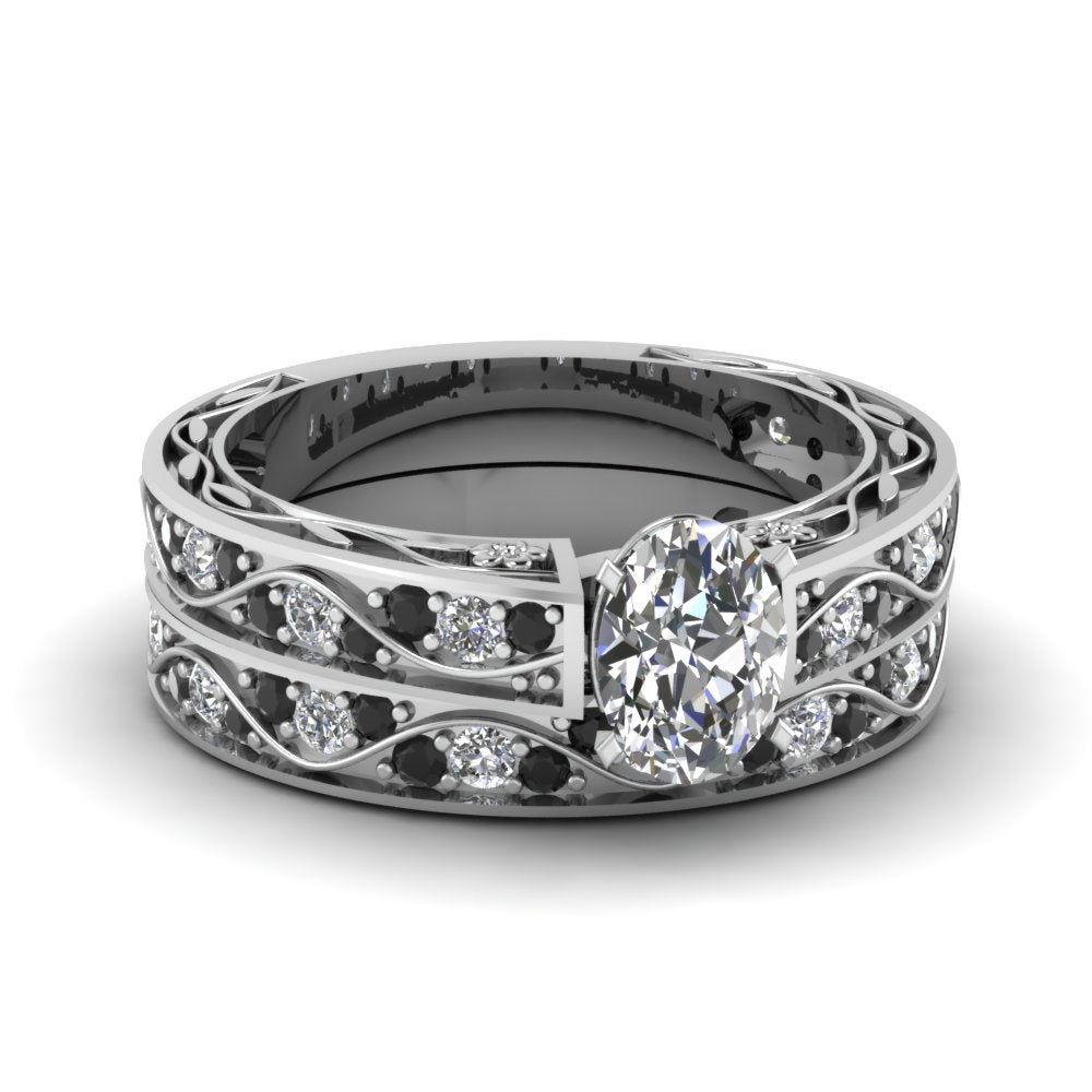 oval-cut-antique-filigree-wedding-ring-set-with-black-diamond-in-white-gold-FDENS3543OVGBLACK-NL-WG