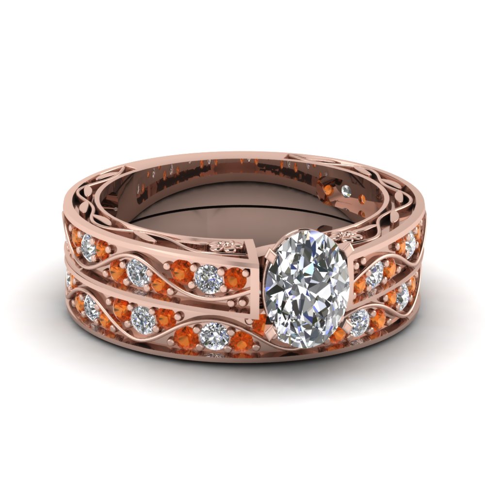 oval-cut-antique-filigree-wedding-ring-set-with-orange-sapphire-in-rose-gold-FDENS3543OVGSAOR-NL-RG