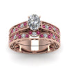 Load image into Gallery viewer, oval-cut-antique-filigree-wedding-ring-set-with-pink-sapphire-in-rose-gold-FDENS3543OVGSADRPIANGLE5-NL-RG