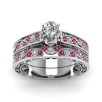 Load image into Gallery viewer, oval-cut-antique-filigree-wedding-ring-set-with-pink-sapphire-in-white-gold-FDENS3543OVGSADRPIANGLE5-NL-WG
